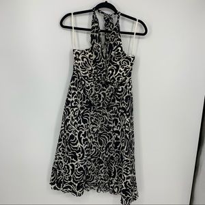 WHBM black white silk dress 8